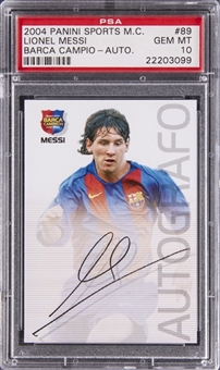 2004-05 Panini Sports Megacracks Barca Campeon "Autografo" #89 Lionel Messi Rookie Card - PSA GEM MT 10